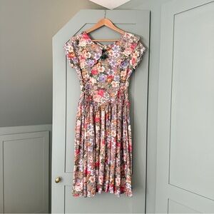 Vintage corset Swedish dress DÔEN style 100% cotton 90s floral print